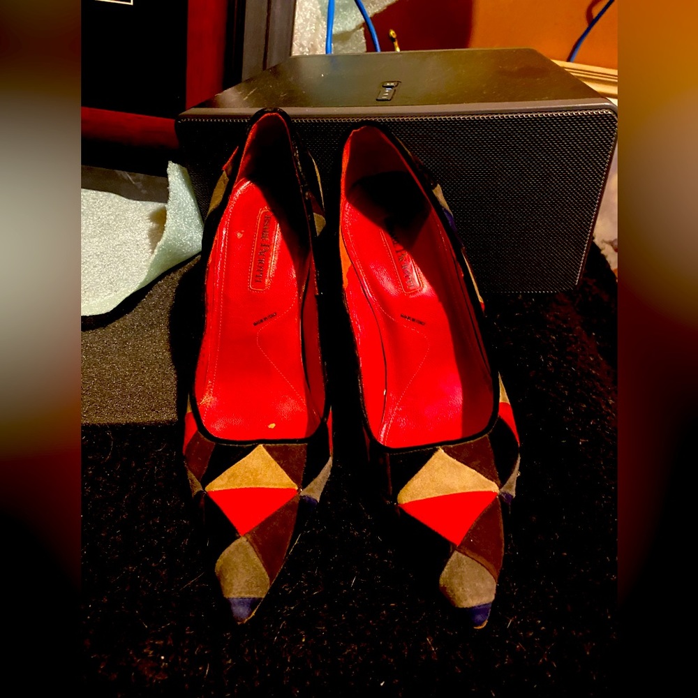 Vintage Cesare Paciotti multicolor shoes. Suede lightly worn size 36.5 (6.5 US)